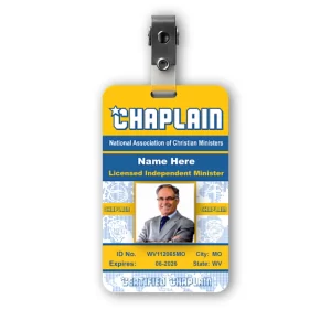 PVC Chaplain ID Minister License